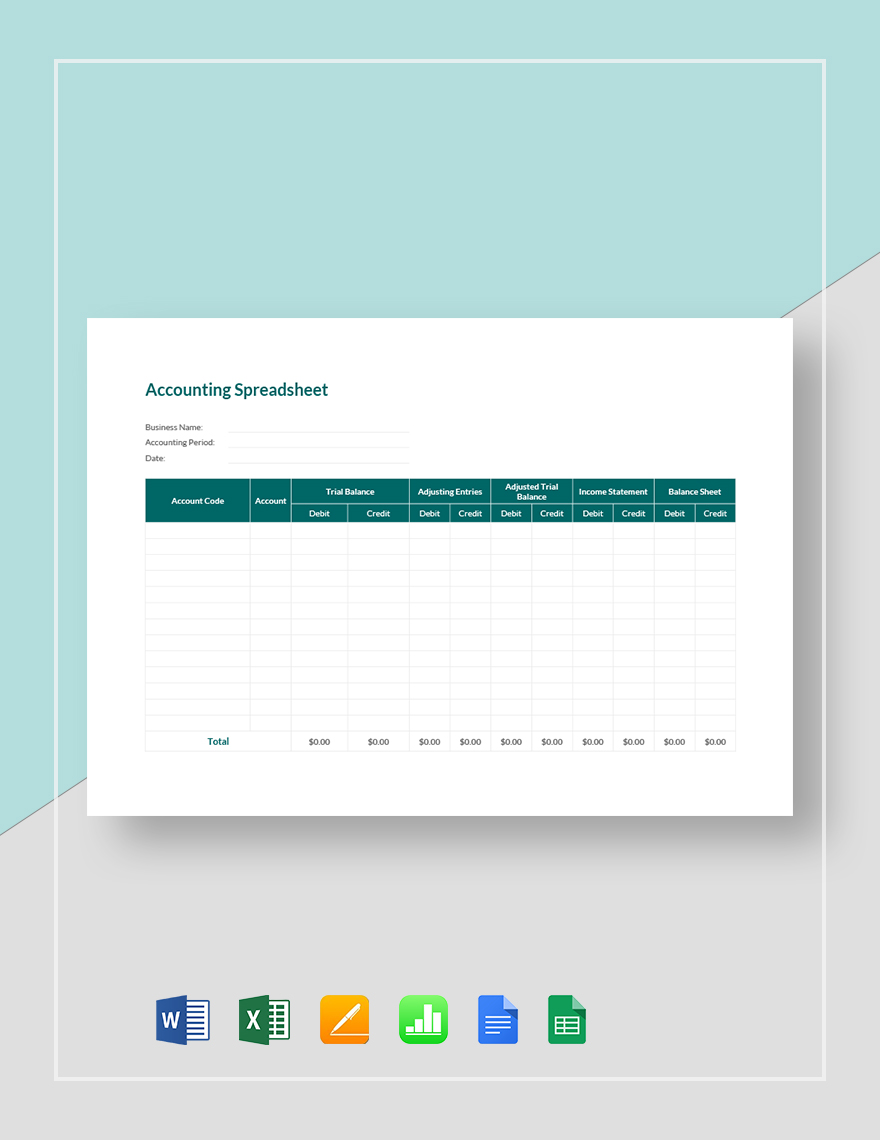 Free Accounting Spreadsheet Template