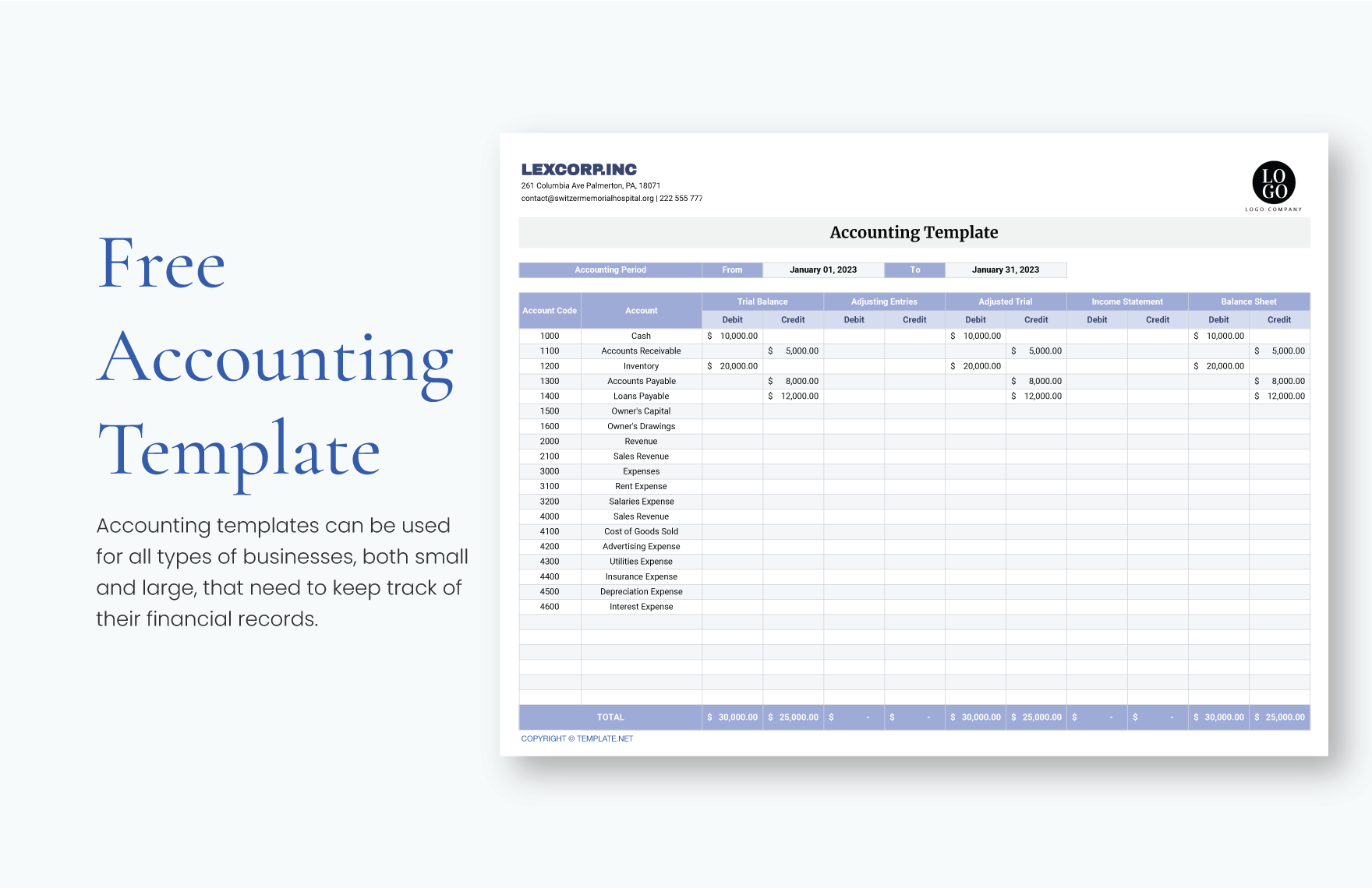 microsoft excel accounting template