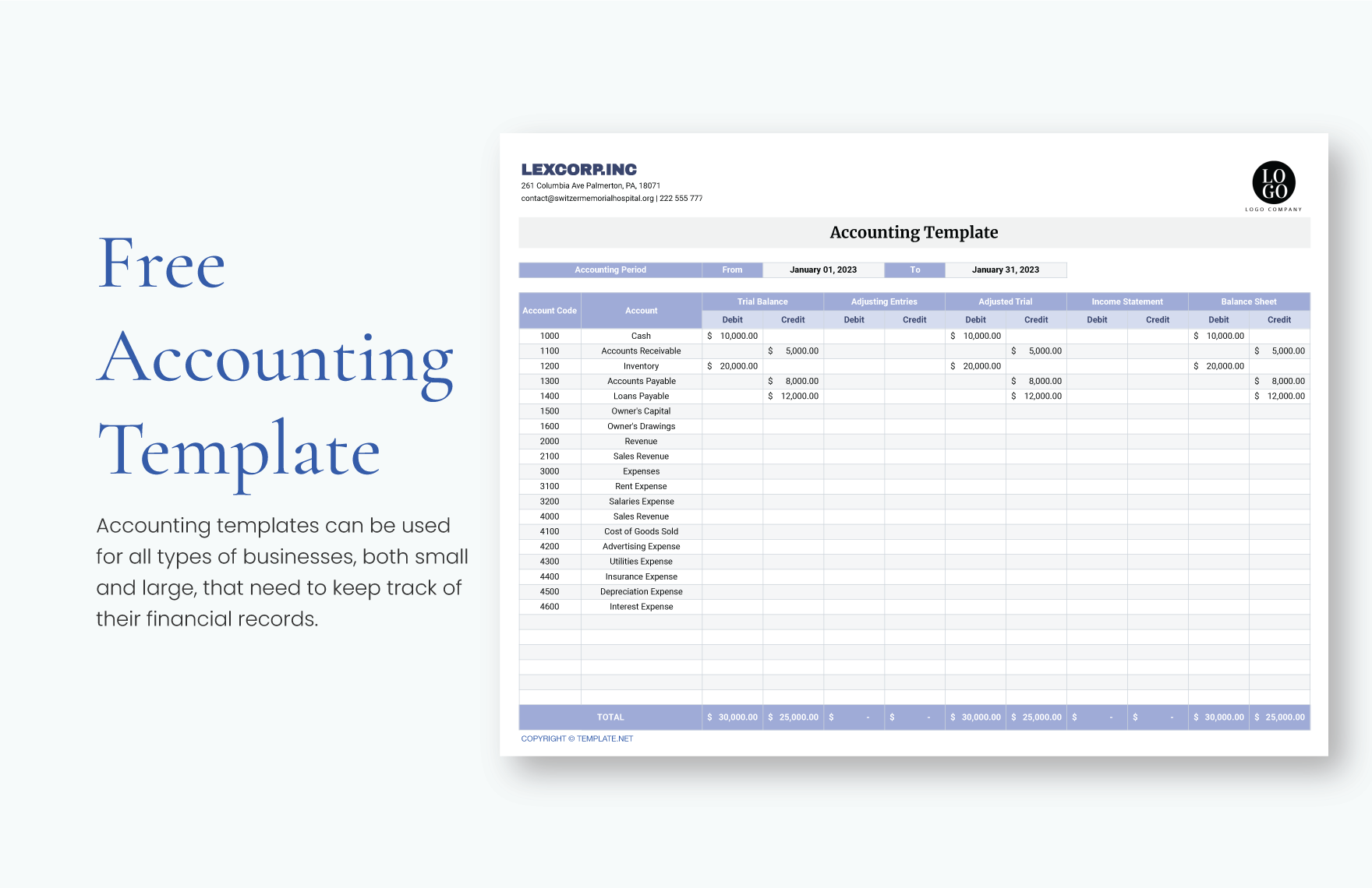 excel accounting system template