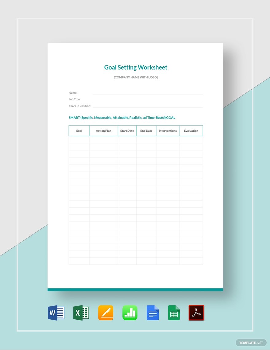 Goal Setting Worksheet Template in Word, Google Docs, Excel, PDF, Google Sheets, Apple Pages, Apple Numbers