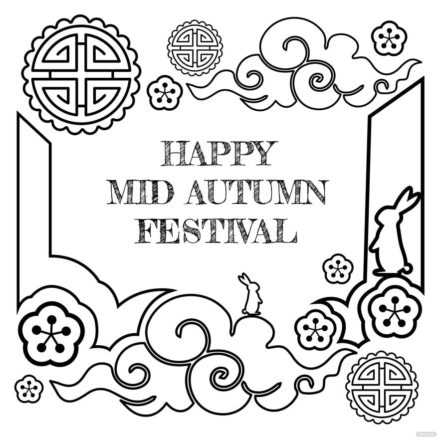 Free Happy Mid-Autumn Festival Chalkboard Drawing
