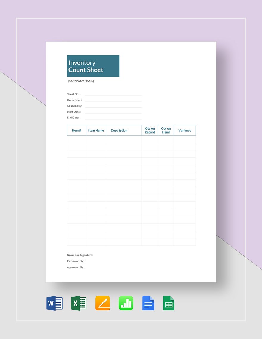 Inventory Count Sheet Template