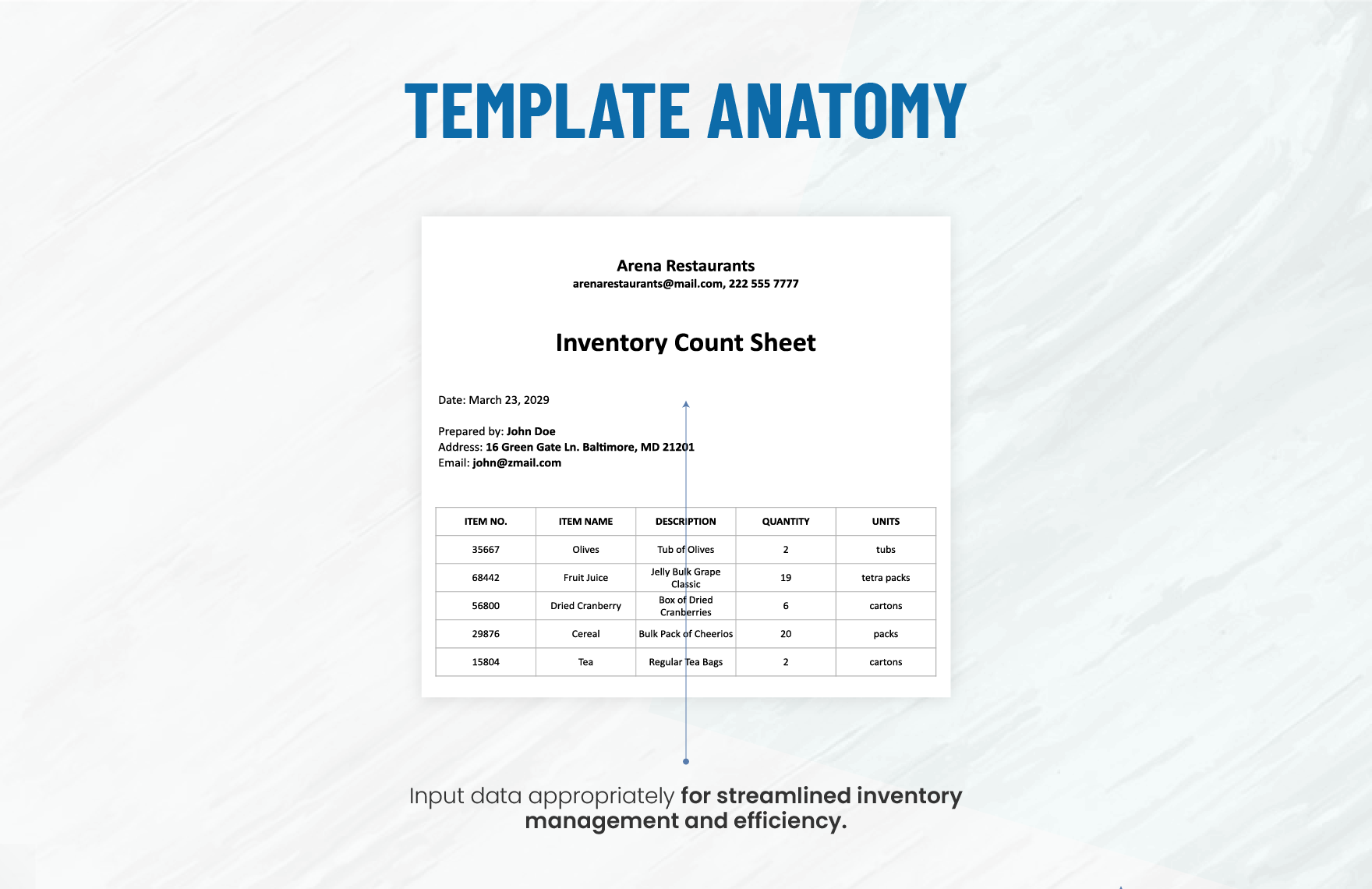 Inventory Count Sheet Template