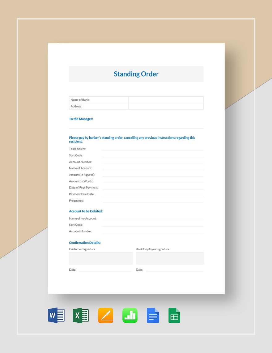 Standing Order Template