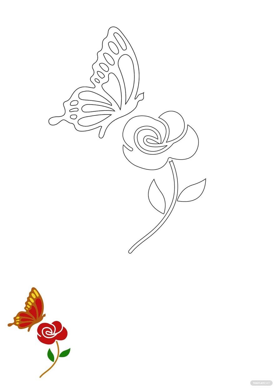 Free Butterfly Spring Coloring Page in PDF