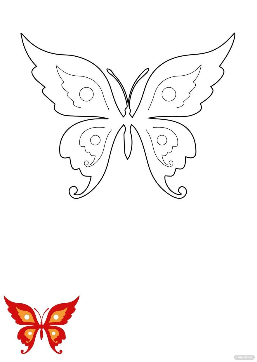 Free Large Butterfly Coloring Page in PDF