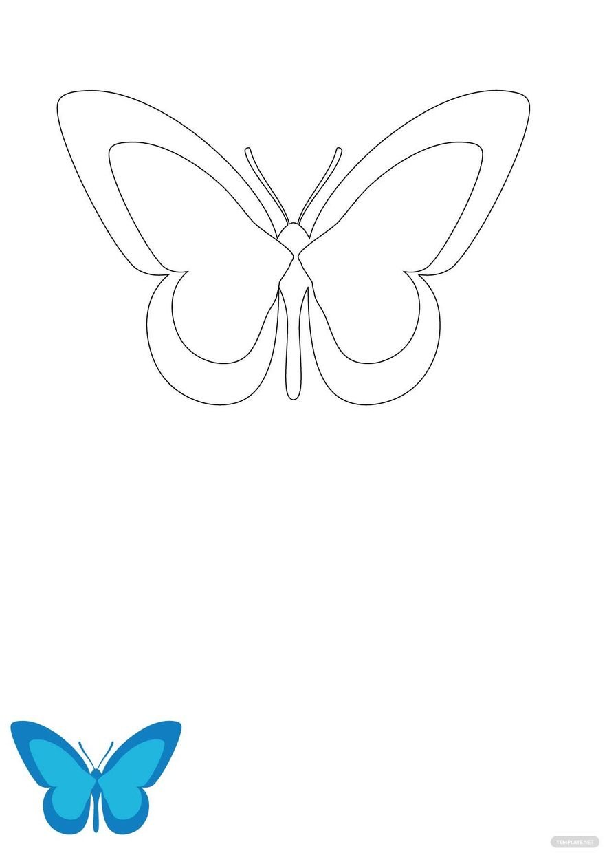 Blank Butterfly Coloring Page in PDF - Download | Template.net