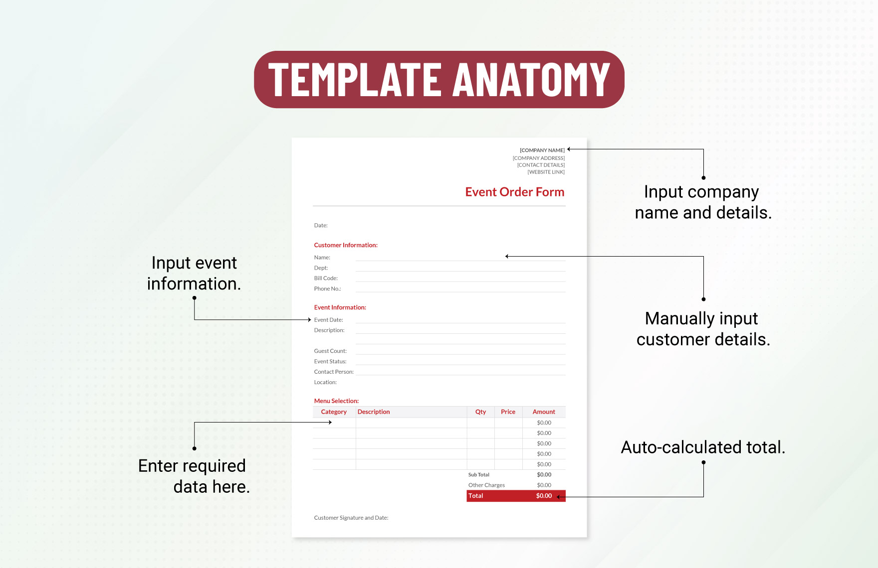 Event Order Template