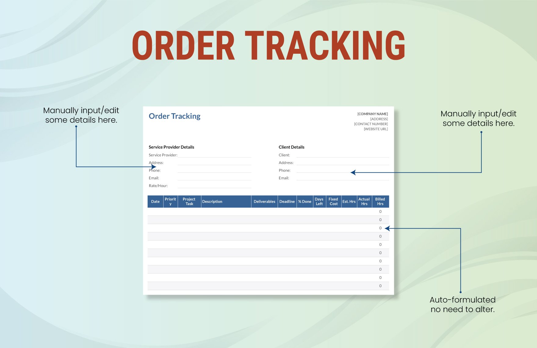 Order Tracking Template