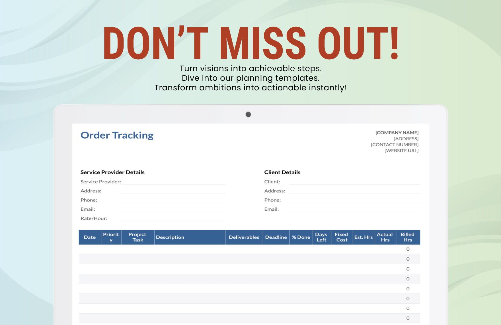 Order Tracking Template