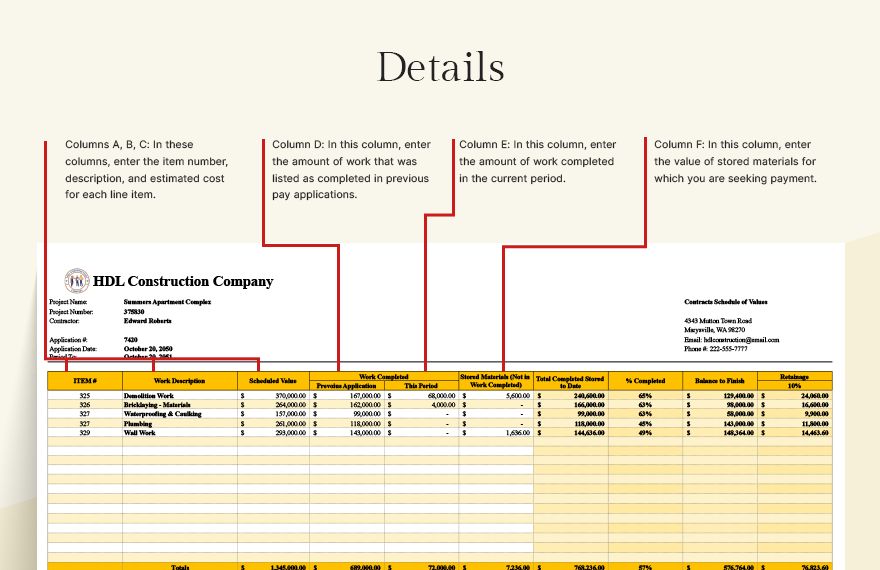 Contracts Schedule Of Values Template - Google Docs, Google Sheets ...