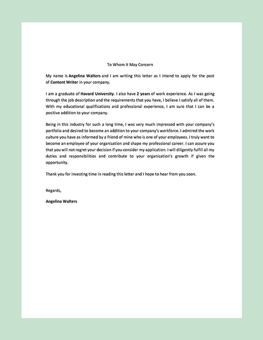 Flat-Resume Cover Letter Template