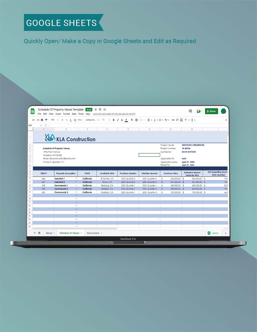 Sample Of Schedule Of Property