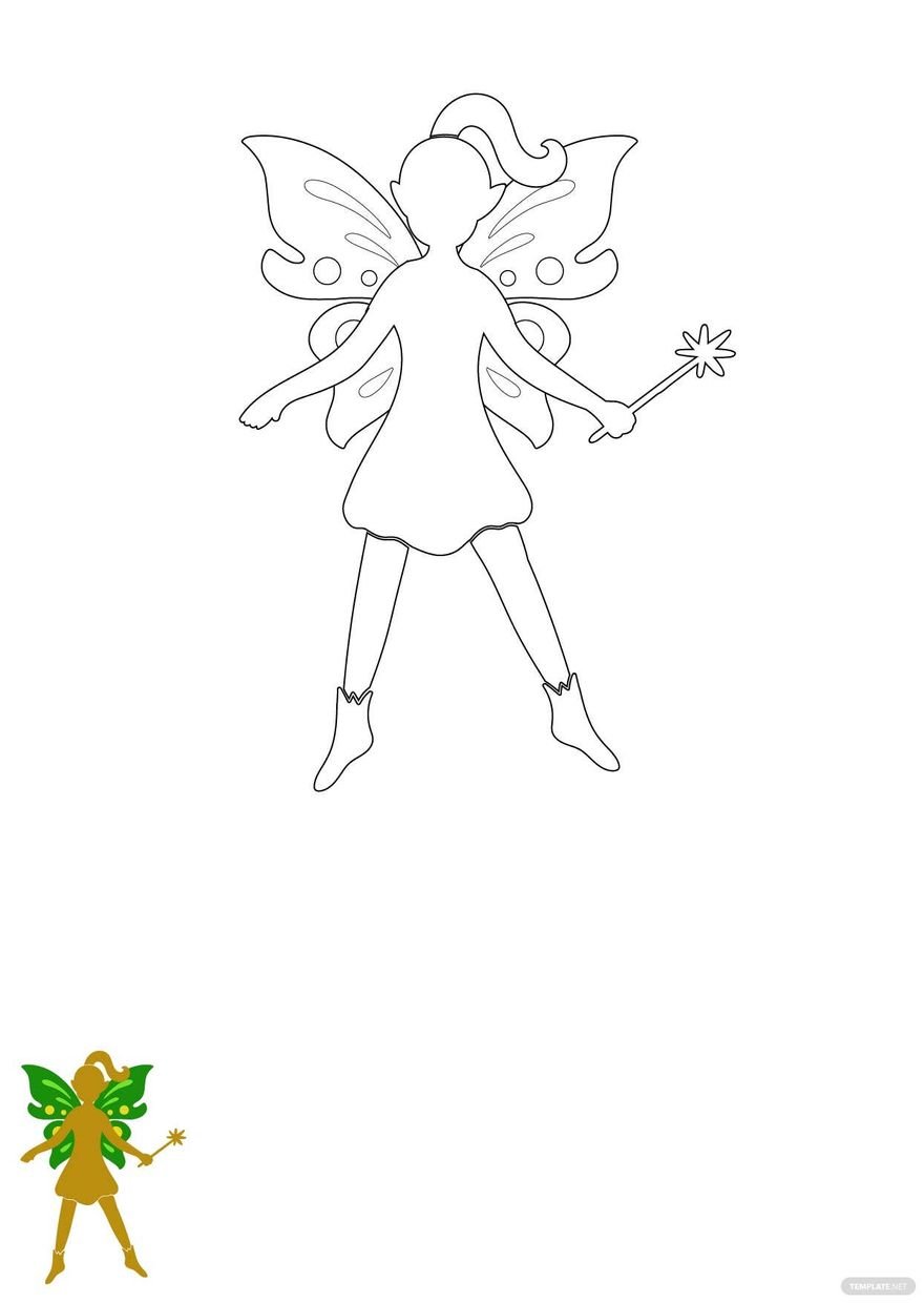 Free Butterfly Fairy Coloring Page in PDF