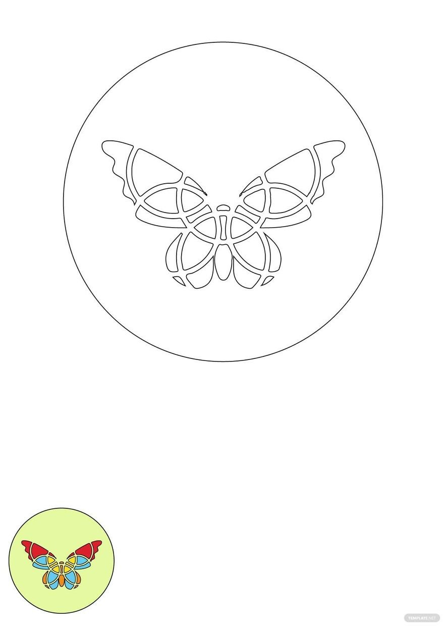 Free Butterfly Mosaic Coloring Page in PDF