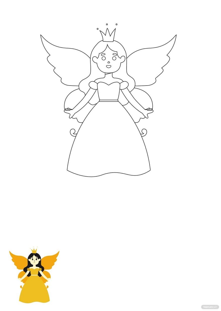 Free Butterfly Princess Coloring Page