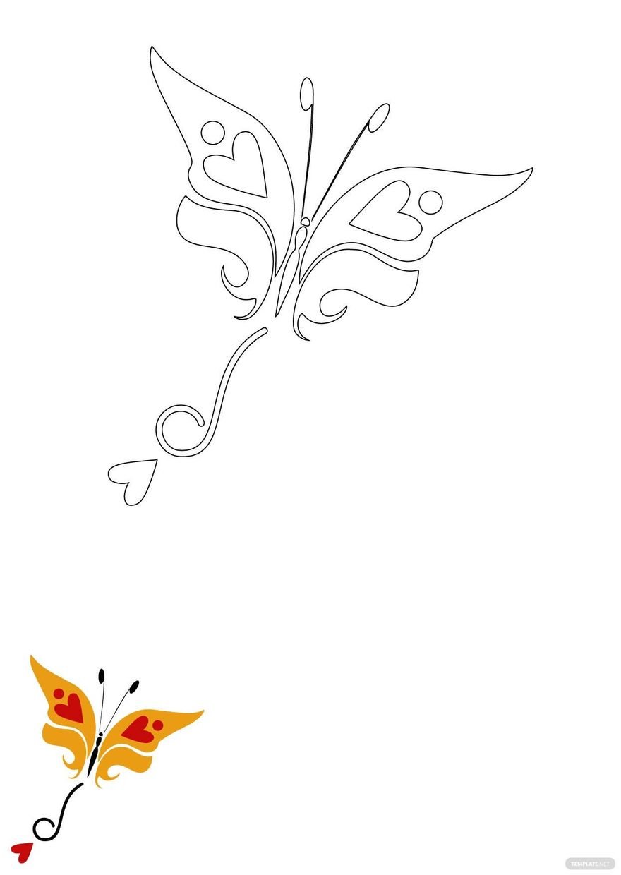 Free Butterfly With Hearts Coloring Page