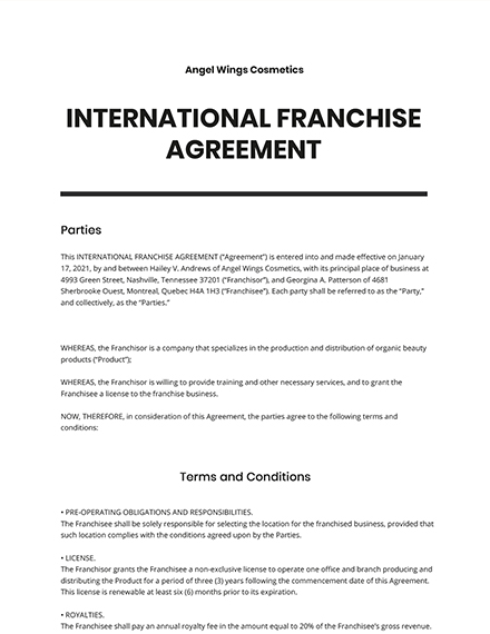 10  FREE Franchise Agreement Templates Edit Download Template net