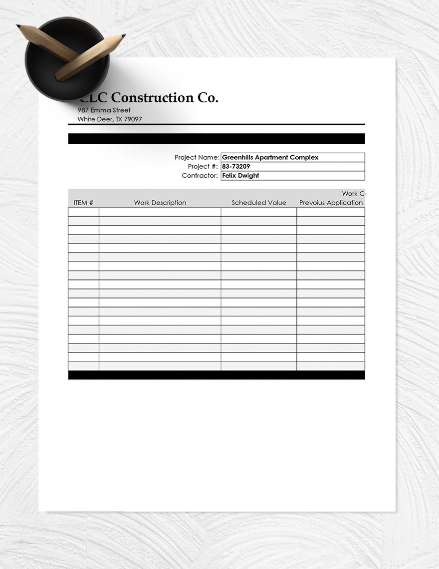 Free Free Blank Construction Schedule Of Values Template Google 