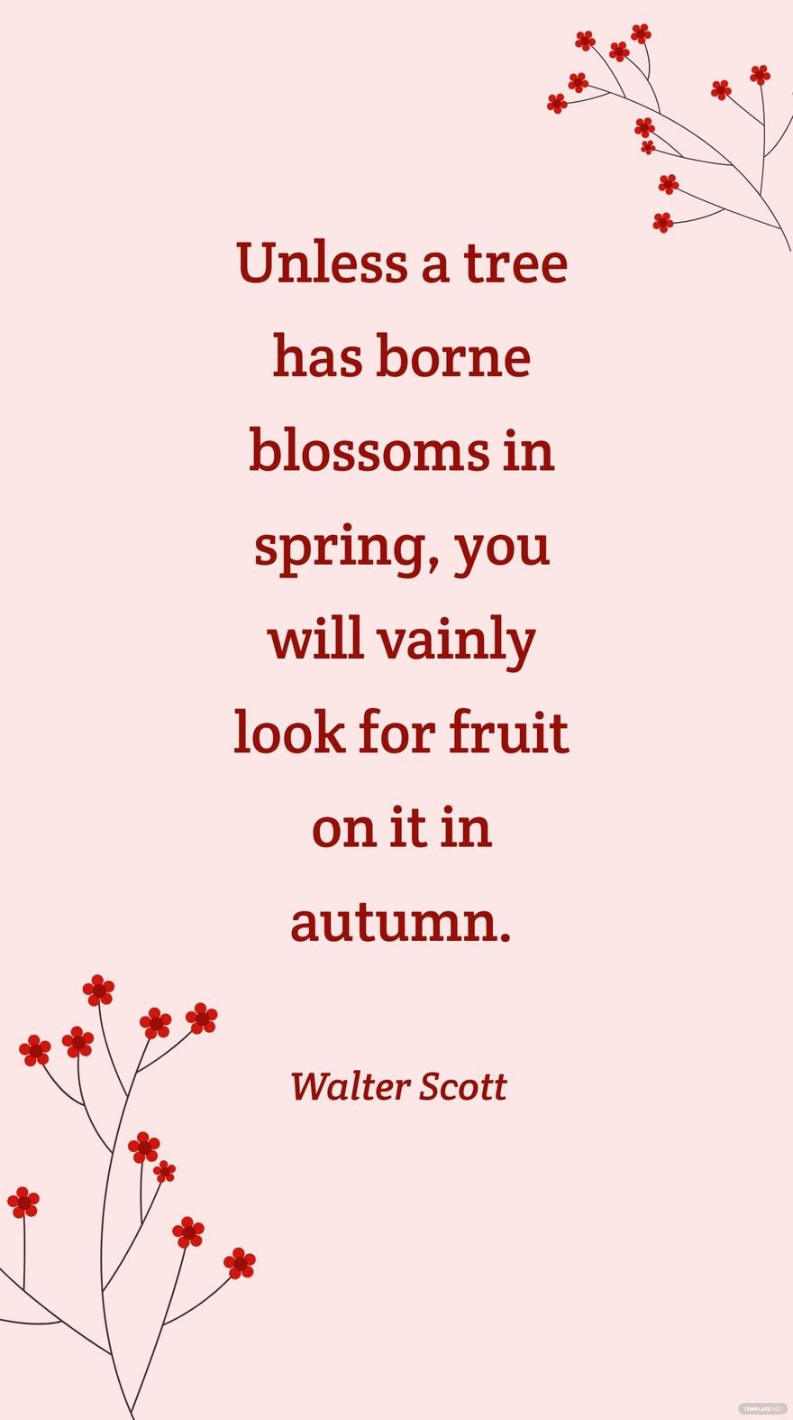  Walter Scott - Unless a tree has borne blossoms in spring, you will vainly look for fruit on it in autumn.