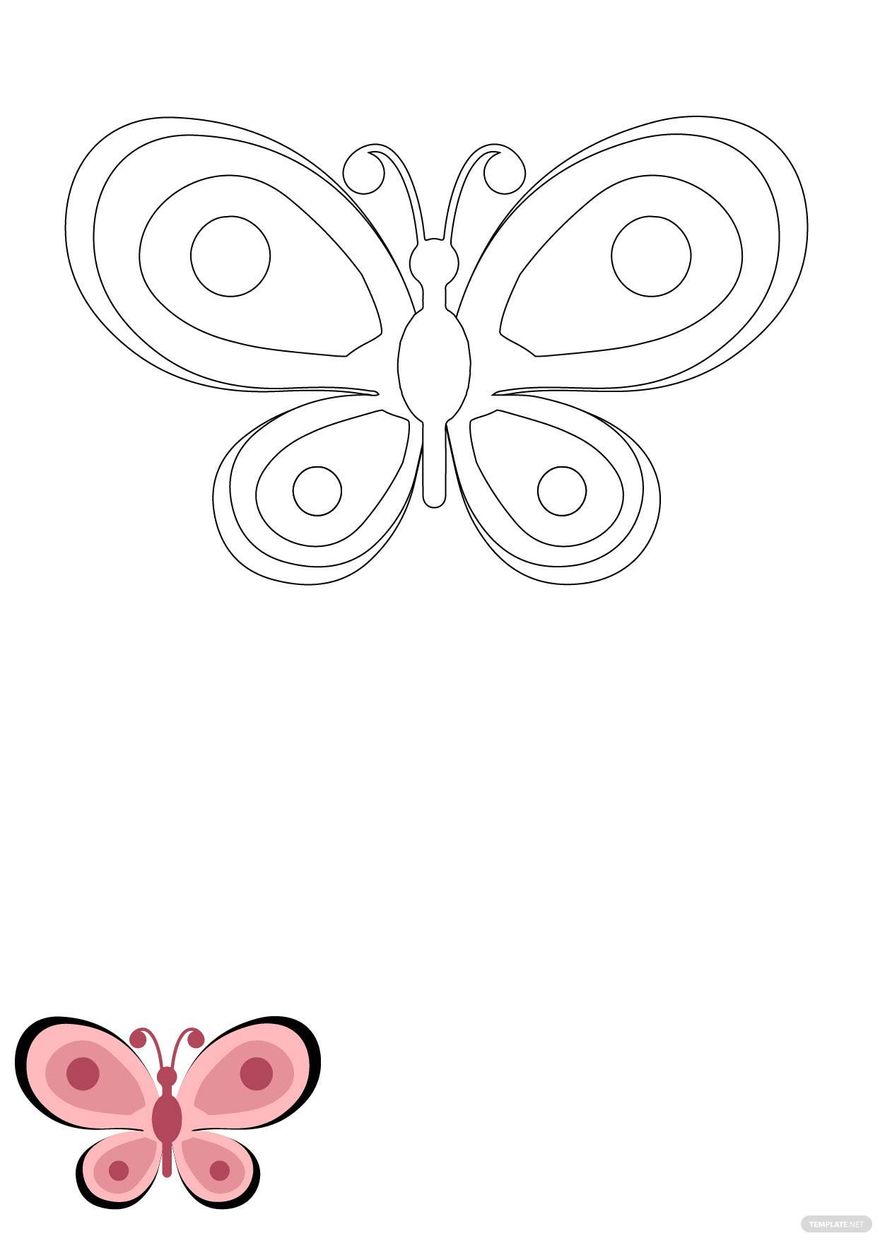 Free Pretty Butterfly Coloring Page in PDF