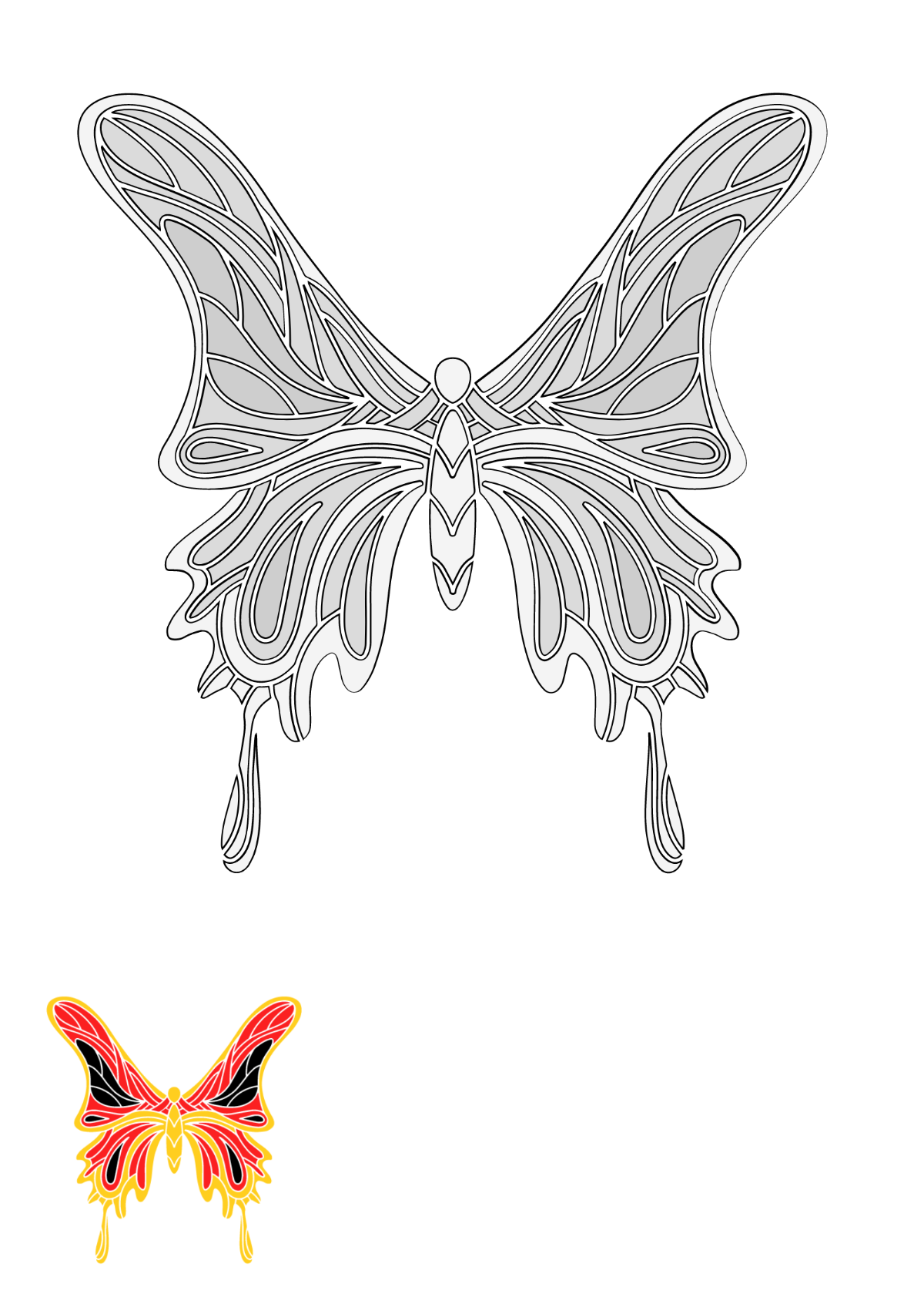 Zentangle Butterfly Coloring Page Template