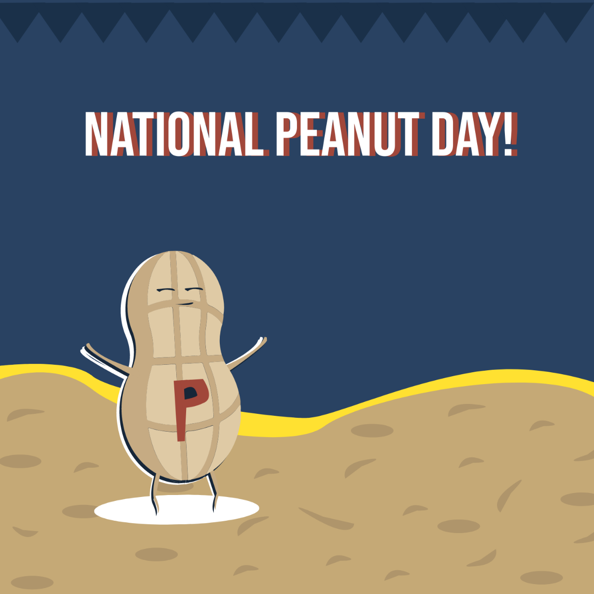 National Peanut Day Cartoon Vector Template