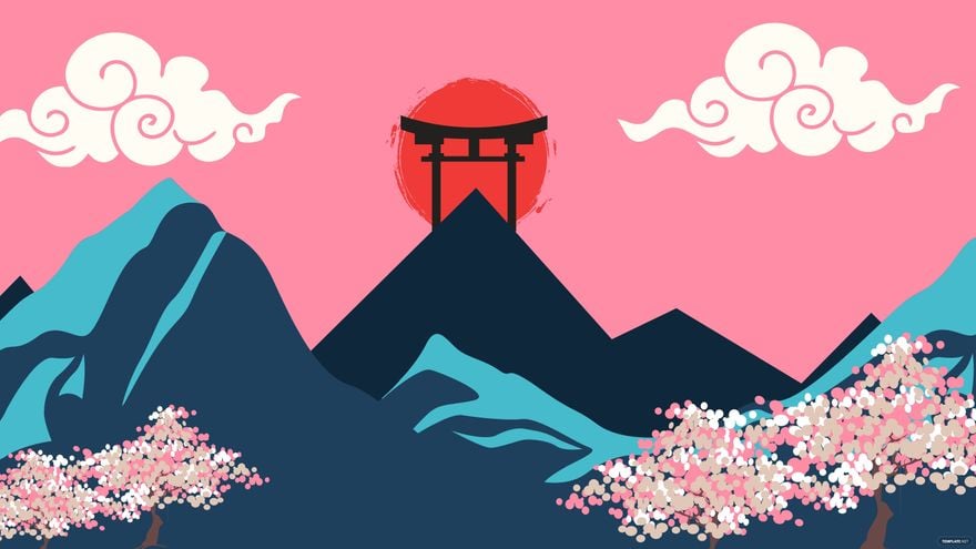 Anime Mountain Background in Illustrator, EPS, SVG, JPG, PNG