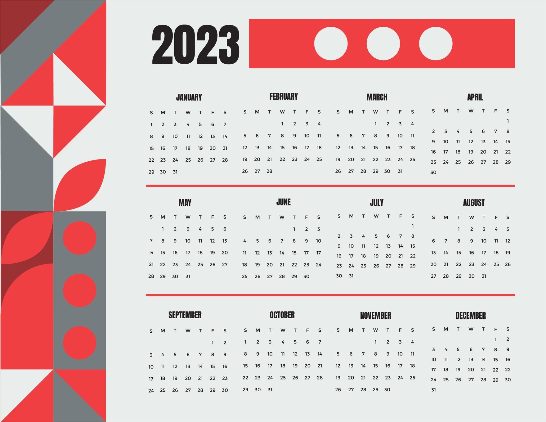 Year 2023 Calendar Template