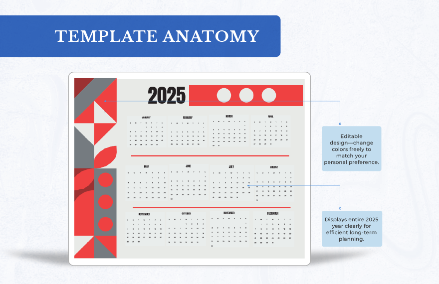 Year 2025 Calendar Template