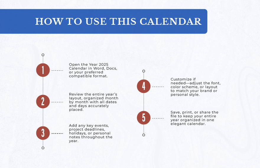 Year 2025 Calendar Template