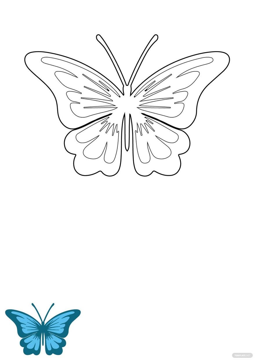 Free Fancy Butterfly Coloring Page in PDF, EPS, JPG
