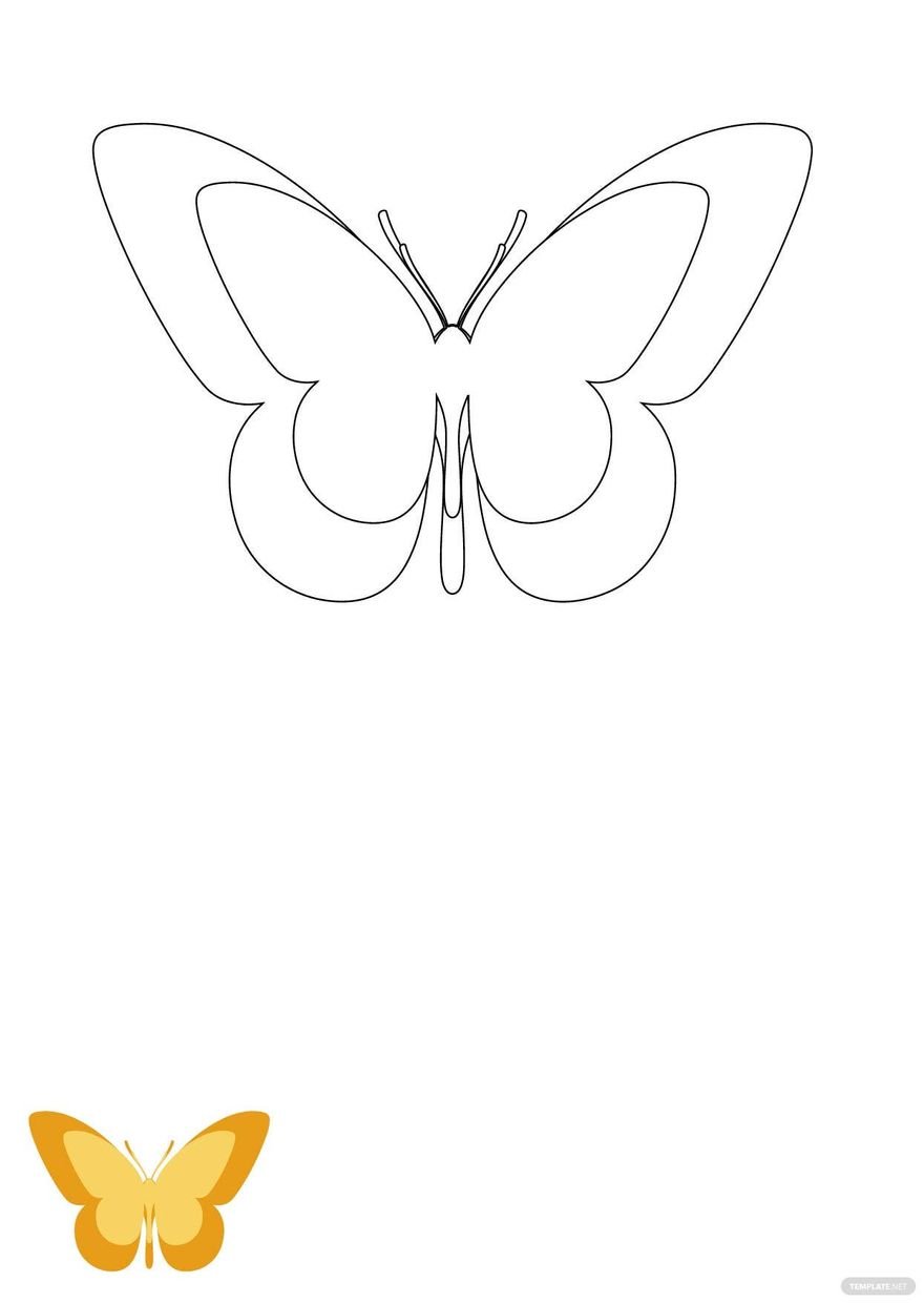 Plain Butterfly Coloring Page in PDF, EPS, JPG
