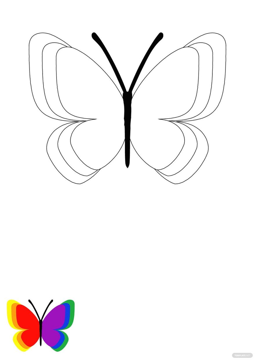 Rainbow Butterfly Coloring Page in PDF, EPS, JPG