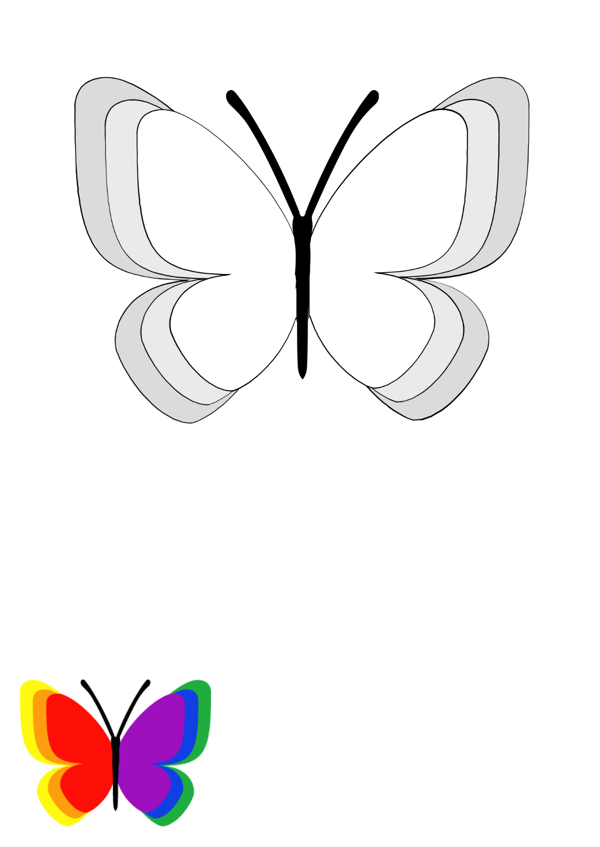 Rainbow Butterfly Coloring Page Template