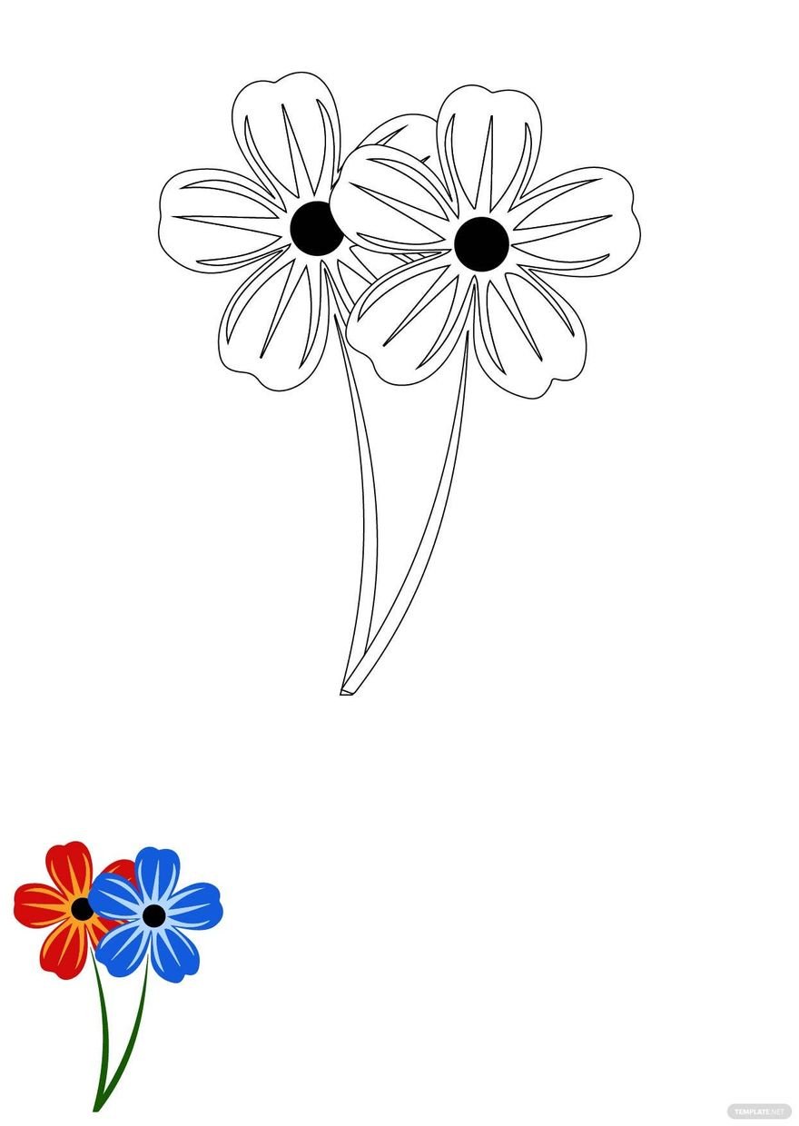 Free Flower Adult Coloring Page in PDF, EPS, JPG
