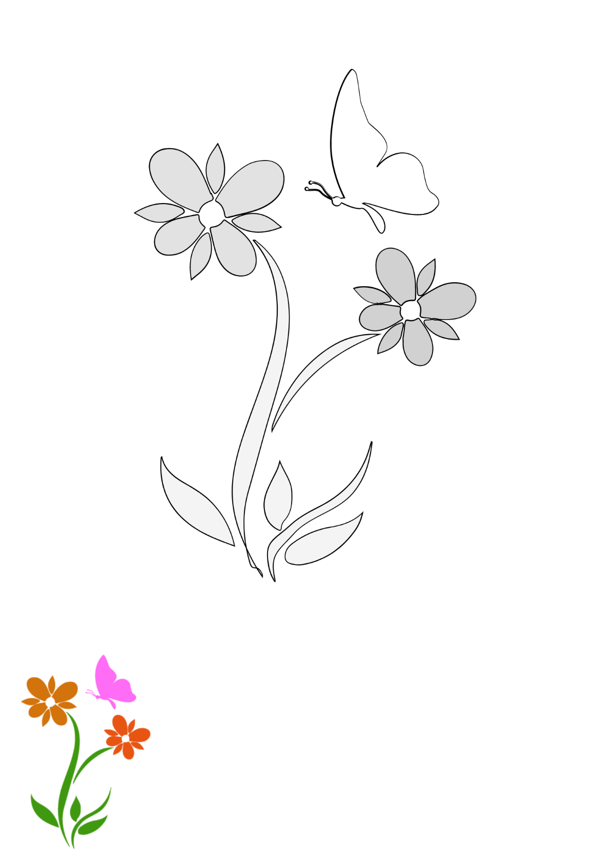 Flower Butterfly Coloring Page Template