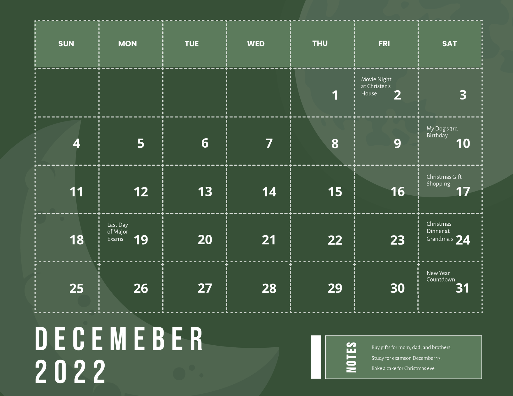 Editable December Calendar Templates In Adobe Illustrator To Download