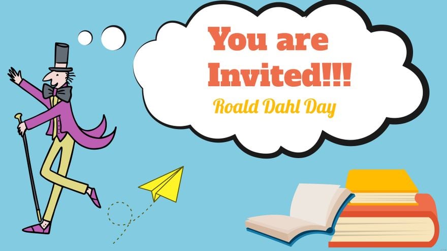Free Roald Dahl Day Invitation Background in PDF, Illustrator, PSD, EPS, SVG, JPG, PNG