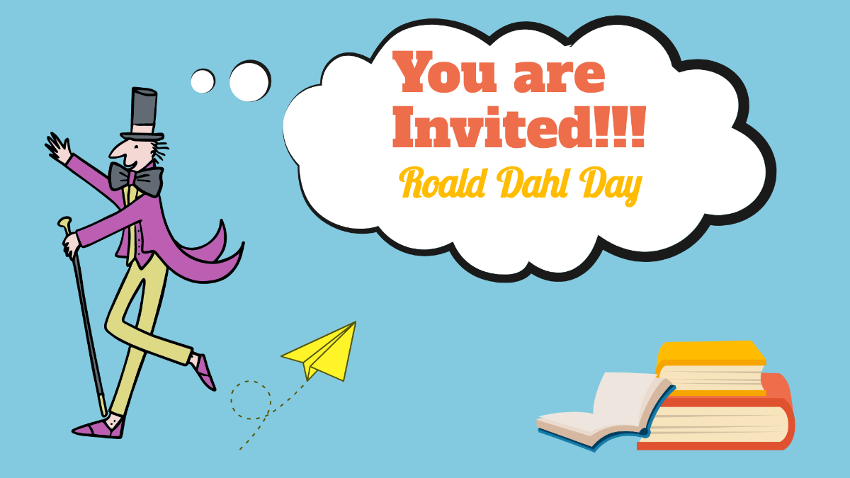 Roald Dahl Day Invitation Background Template