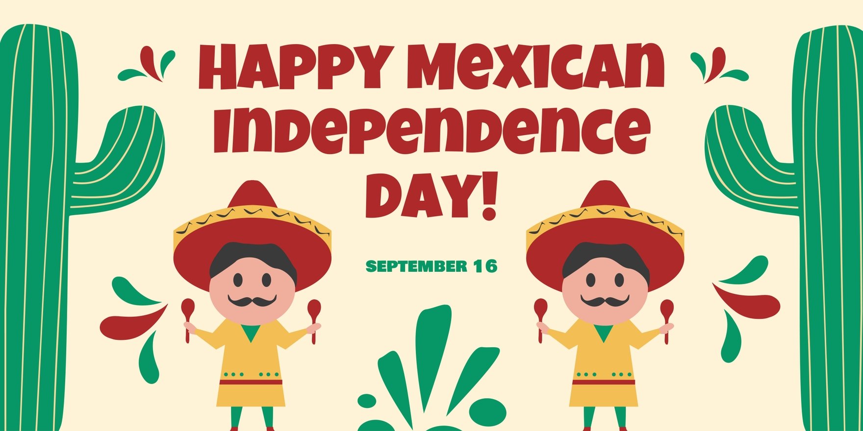 Cartoon Mexican Independence Day Banner - EPS, Illustrator, JPG, PSD, PNG,  SVG 