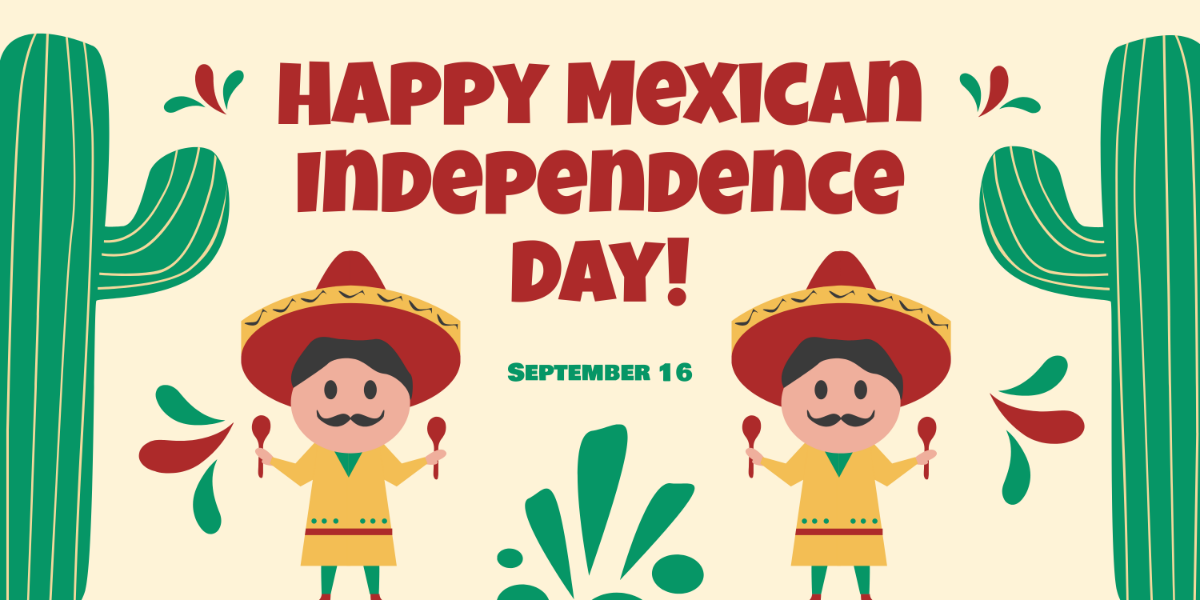 Cartoon Mexican Independence Day Banner Template