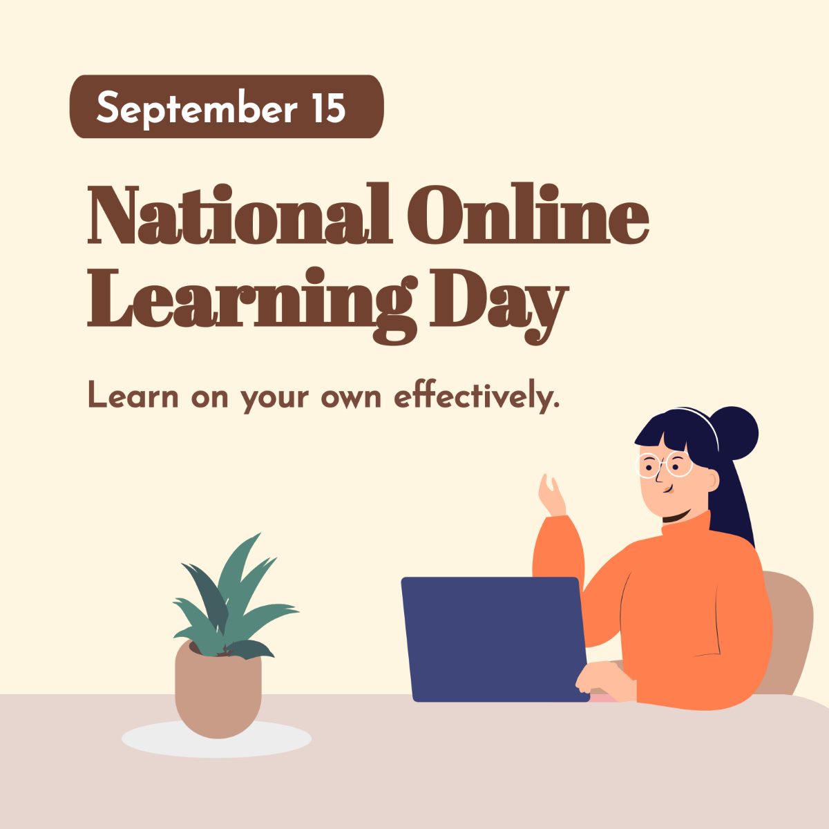 National Online Learning Day Whatsapp Post Template