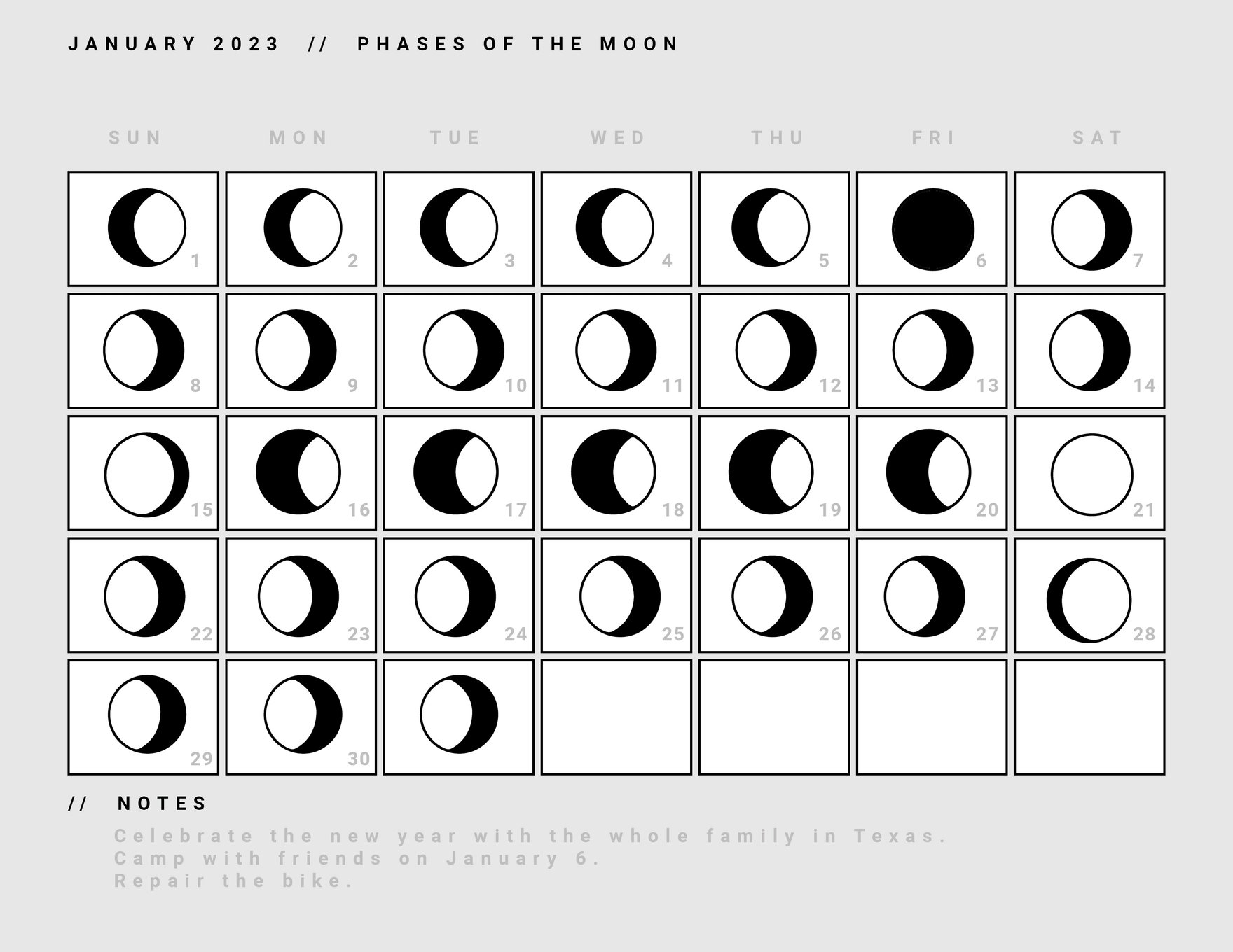 2023 Moon Phase Calendar Printable Printable Calendar 2023