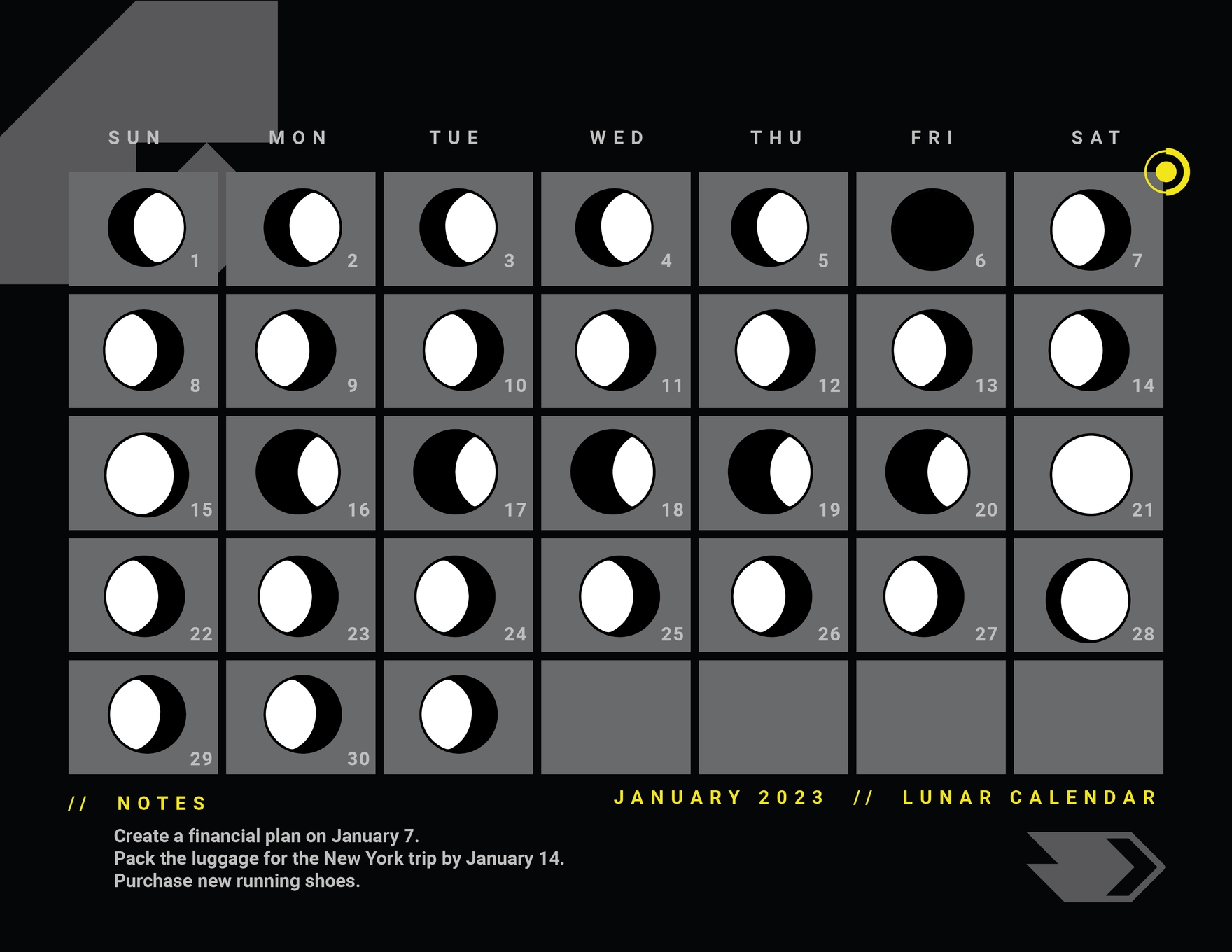 Free Lunar Calendar January 2023 Download In Word Illustrator PSD Template