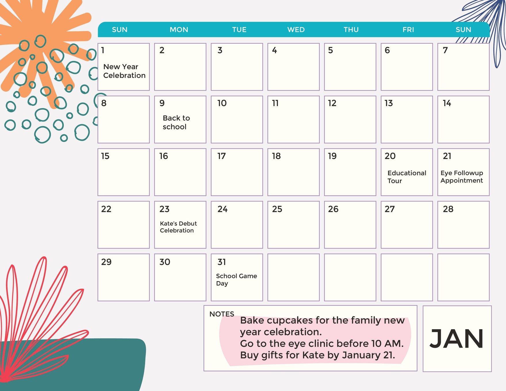 January 2023 Editable Calendar Printable Template Calendar