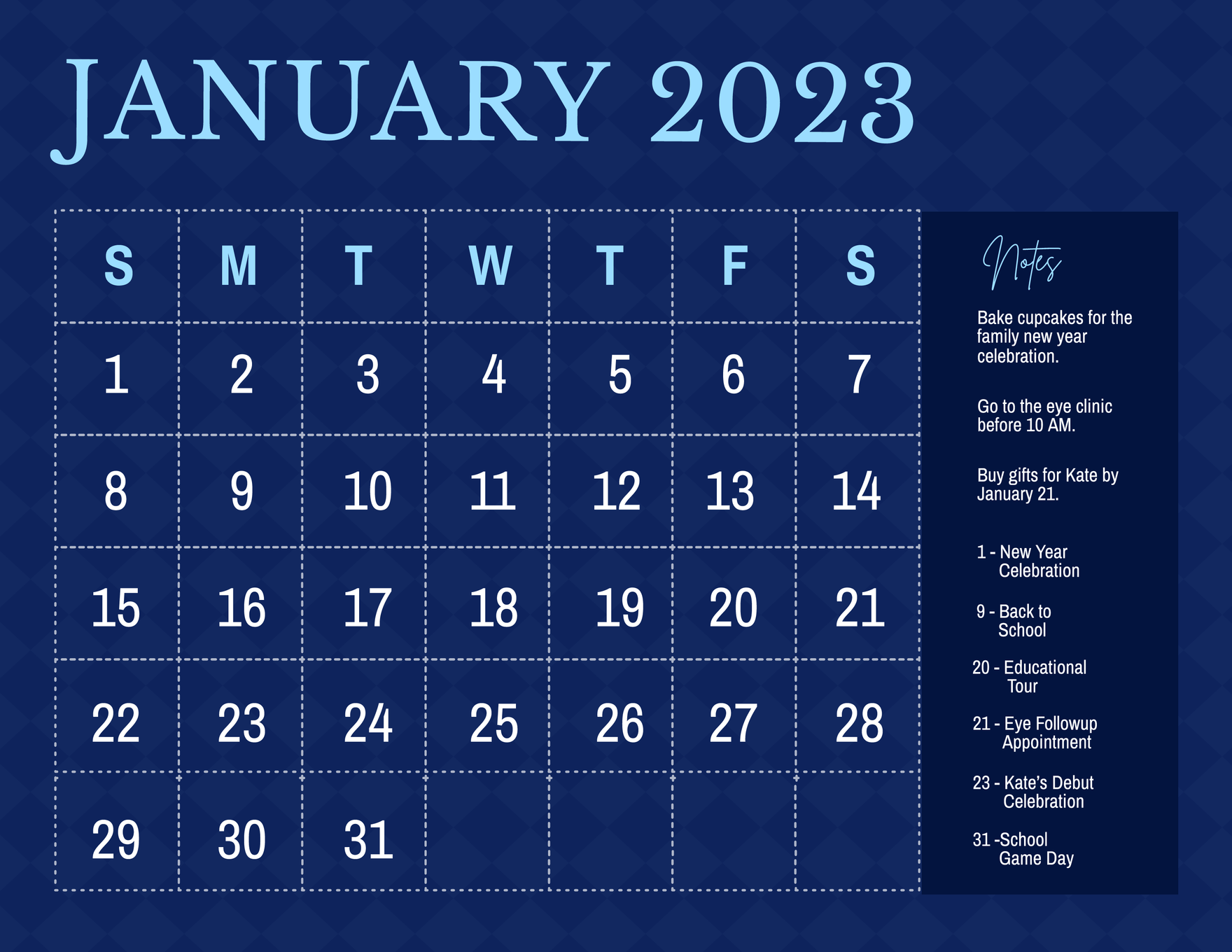 january 2023 calendars