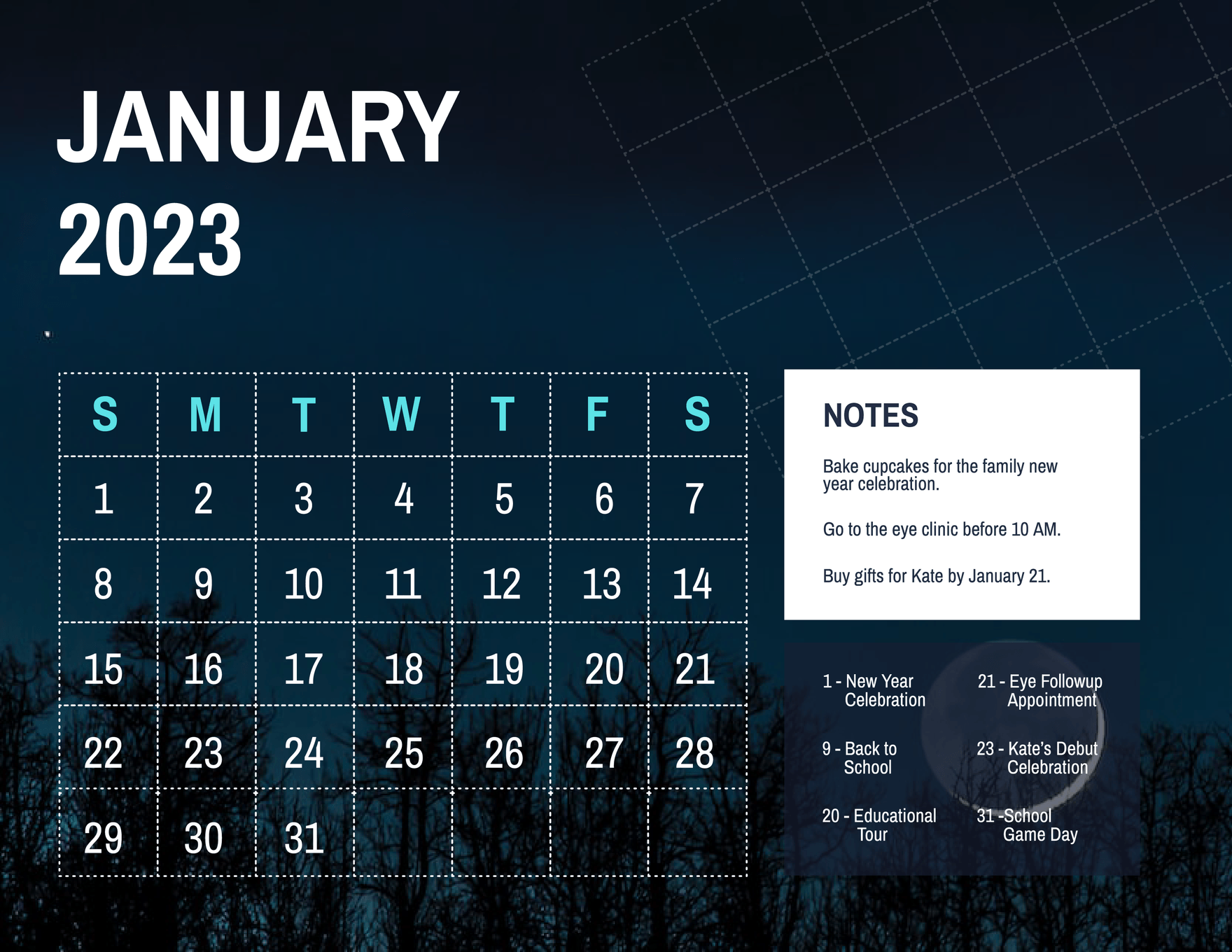 January 2023 Photo Calendar Template in Word, Illustrator, PSD