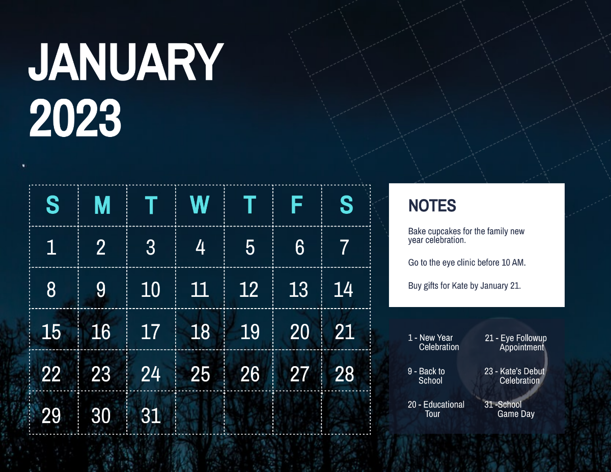 January 2023 Photo Calendar Template