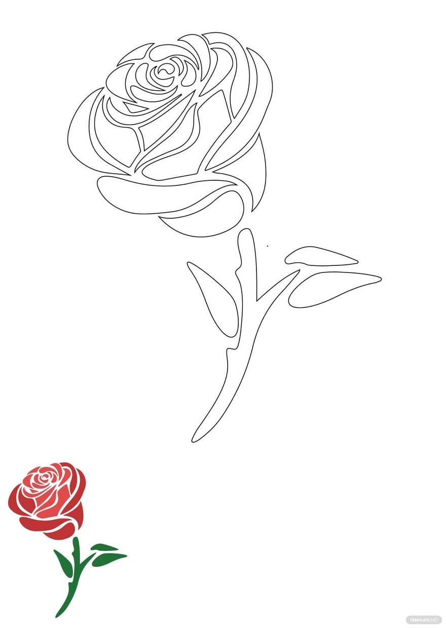 Free Rose Flower Coloring Page